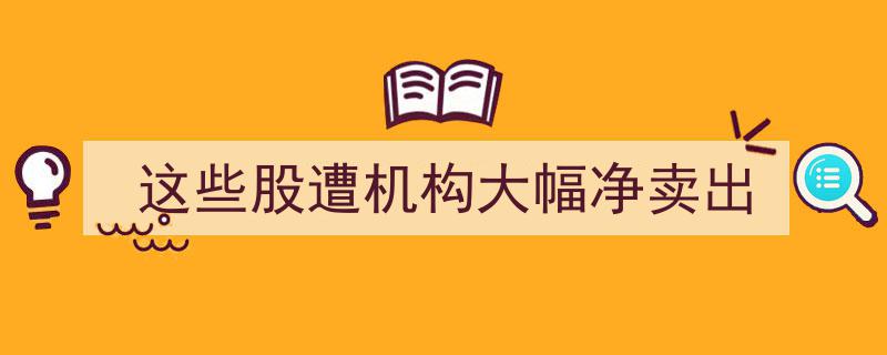 这些热门股票遭遇机构大规模净卖出，市场动态揭秘"/