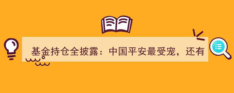 基金持仓全揭秘,中国平安成香饽饽，一股票六成流通股被集中持有"/