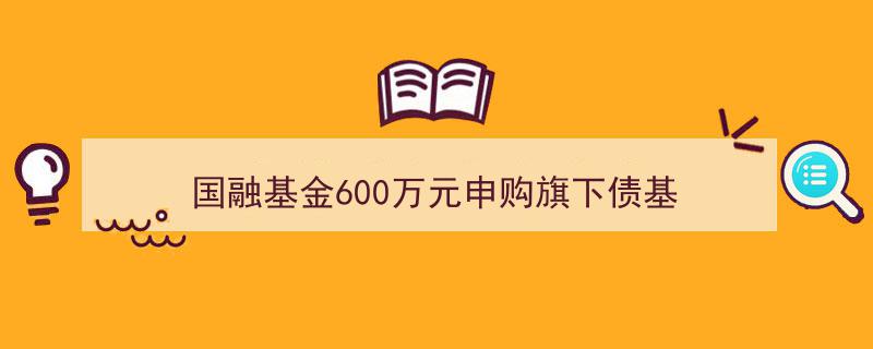 国融基金斥资600万元大举申购旗下债券基金，力挺投资布局"/
